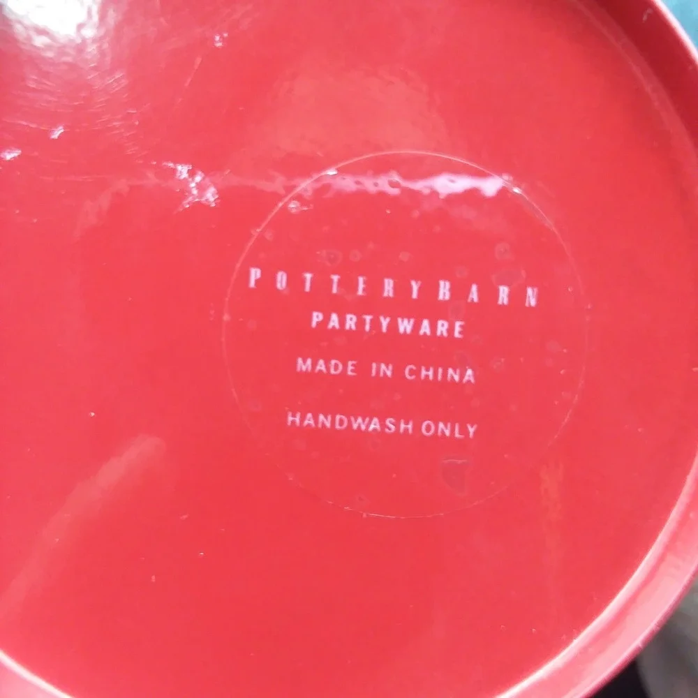 Pottery Barn Red Metal Buckets - Set of 5